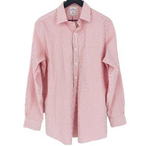 BROOKS BROTHERS 1818 Regent Non-Iron Dress Candy Stripe Long Sleeve Shirt USA 16